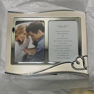 Lenox Double Picture Frame with Soft Silver and Cream Heart Motif